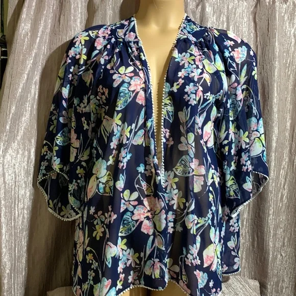 Forever 21 Sweaters Forever Top Cardigan Kimono S Sheer Navy